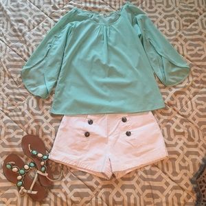 ⭐️SALE Teal Ya Solid Shirt  Button Detail Sleeve
